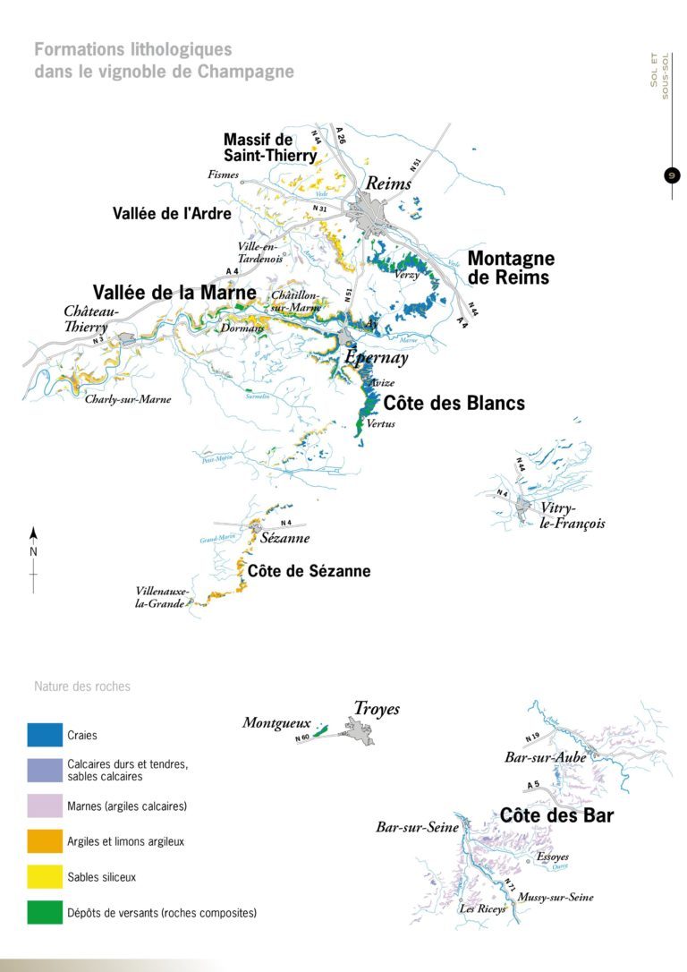 Map Champagne Chardonnay land formations