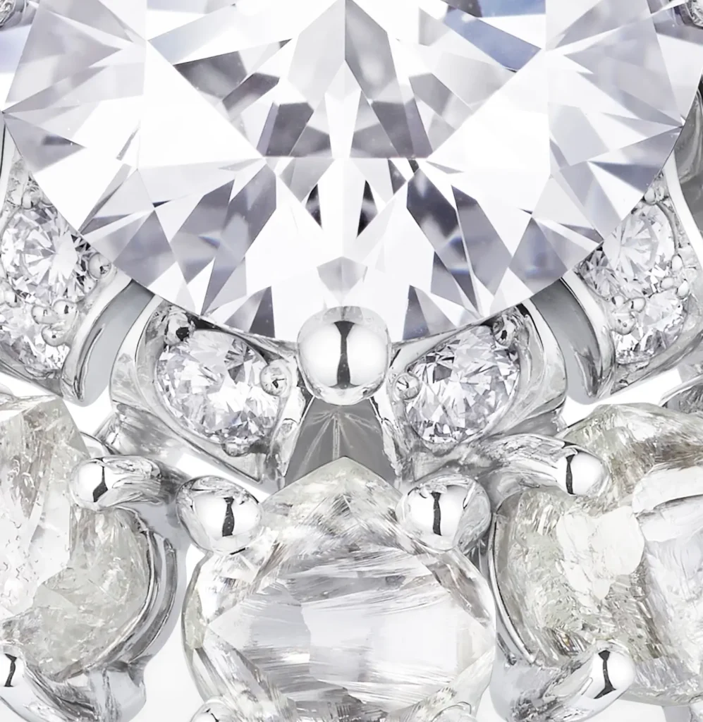 De Beers Rough and Polished diamond detail Rocks n Pops Echo Collection High Jewelry