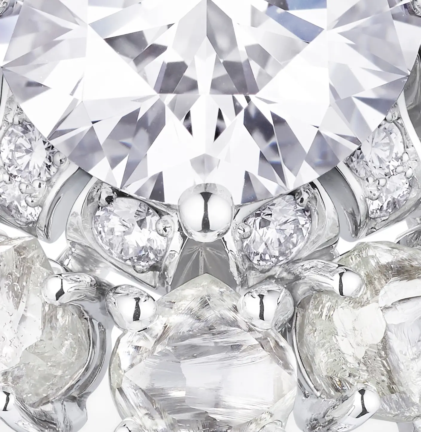 De Beers Rough and Polished diamond detail Rocks n Pops Echo Collection High Jewelry