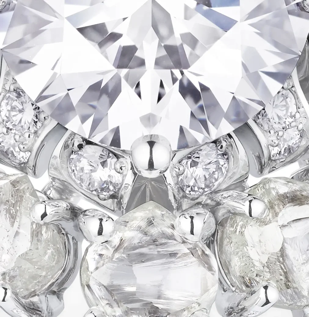 De Beers Rough and Polished diamond detail Rocks n Pops Echo Collection High Jewelry